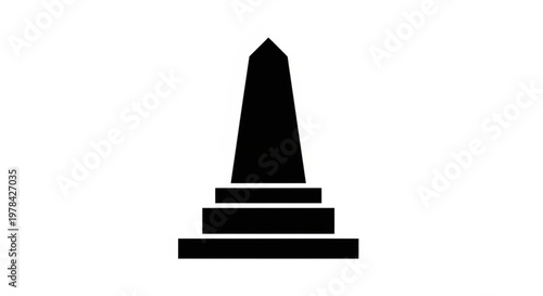Solid black silhouette icon of an obelisk on a stepped base vector