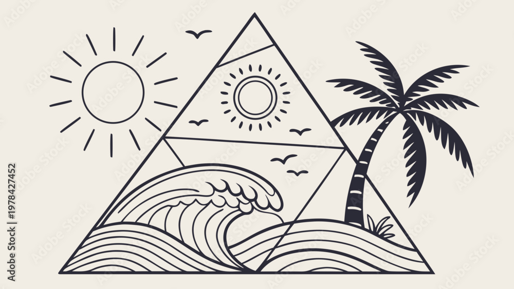 Obraz premium Abstract Vacation Beach Flat Vector