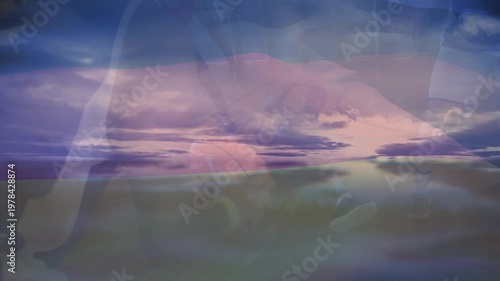 Animation of flag of germany over diverse female rugby players