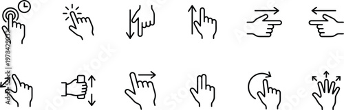Foto A set of hand icons illustrating various gestures and directions