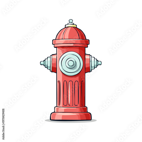 Red Fire Hydrant Illustration Classic Design Isolated on White Background