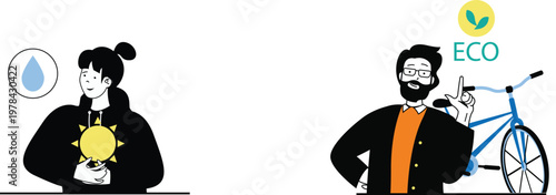 People choosing between renewable energy and eco-friendly transportation options