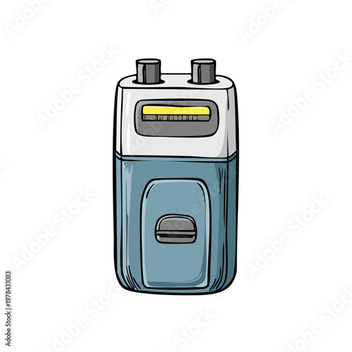 Illustration of a Handheld Taser Electronic Shock Device with Two Probes