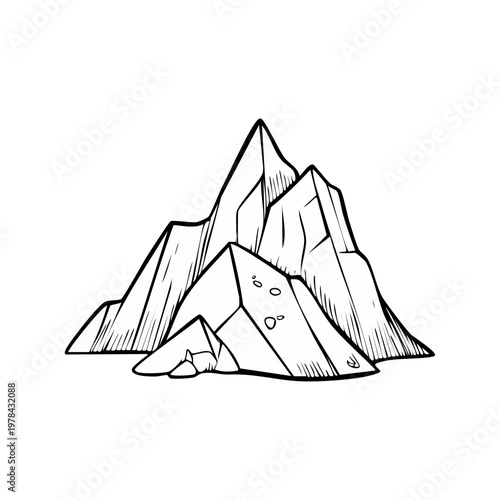 Jagged Mountain Peaks Outline Illustration Dramatic Landscape Scenery