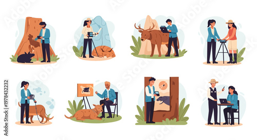 Diverse People Engaged in Scientific Research and Animal Care