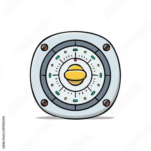 Vintage Navigation Instrument with Circular Dial and Glowing Center