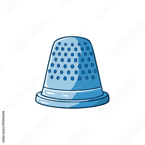 Hand sewing thimble with dimples protecting finger during craft