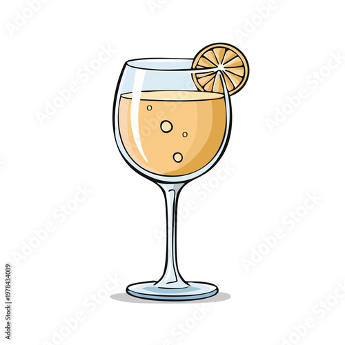 Refreshing Orange Drink with Citrus Slice in Tall Stemmed Glass