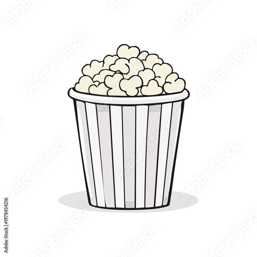 Striped bucket overflowing with fluffy popcorn illustration