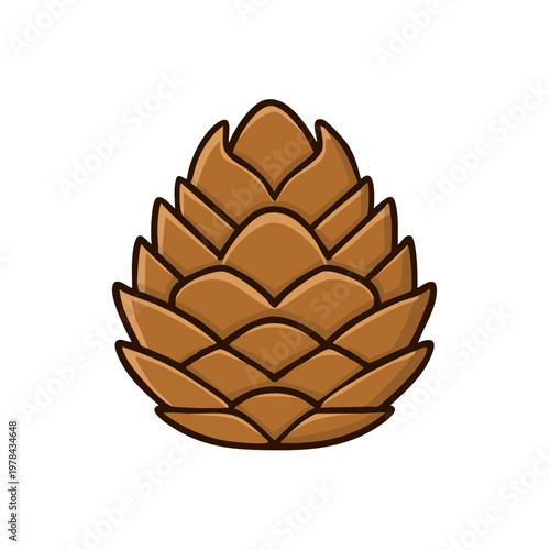 Stylized Brown Pine Cone Vector Illustration Art Organic Seed Pod Natural Element