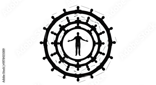 People connected in a circle network teamwork