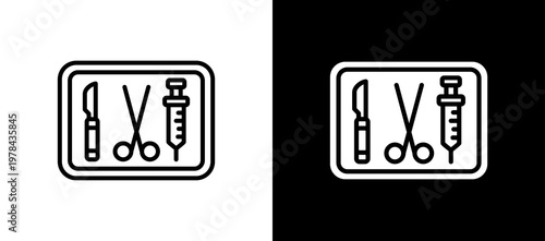 Surgical Tools Icon Set In Black And White Filled Style Collection