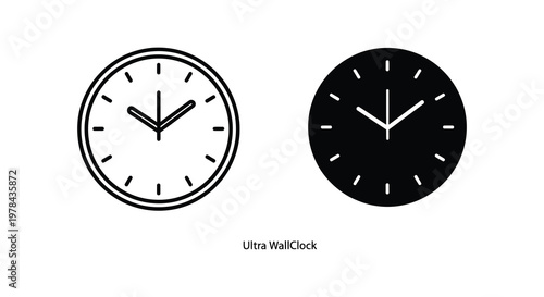 Two minimalist wall clocks displaying different times a striking silhouette