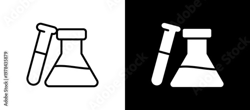 Medical Laboratory Icon Set In Black And White Filled Style Collection