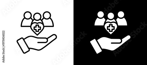 Public Health Icon Set In Black And White Filled Style Collection