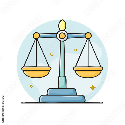 Illustration of a balanced justice scale, symbolizing fairness, equality, and legal concepts.