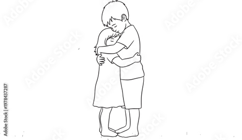 Two children sharing a comforting embrace in a tender moment