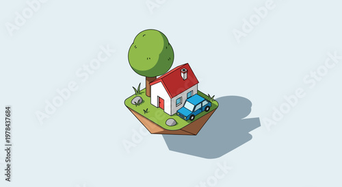 A vector illustration of a cartoon boat on a green background featuring a clean design symbol and business icon