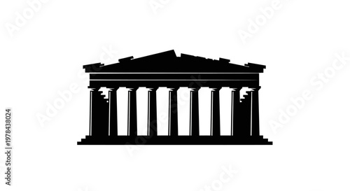 Black silhouette of classic building.