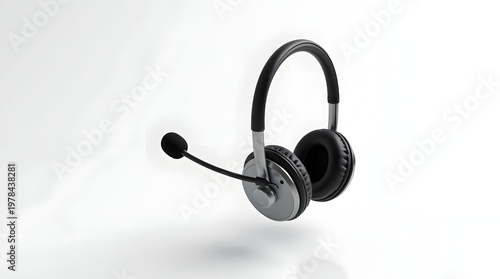 Modern Wireless Headset with Microphone Against a Clean Minimalistic Background
