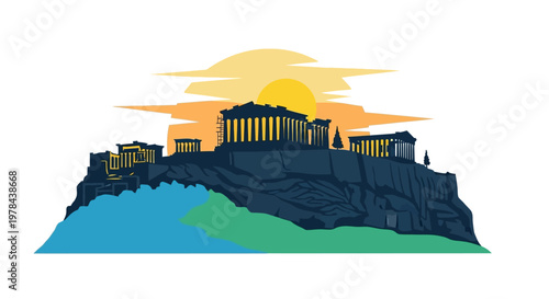 Ancient Greek Temple Architecture Ruins.