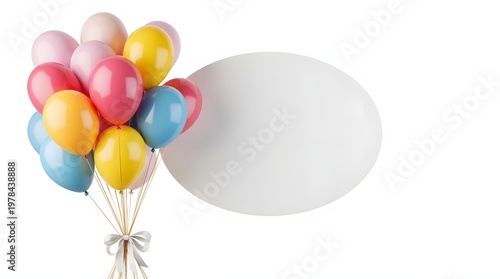 Colorful Balloons Arrangement With Pastel Hues For A Festive Celebration Against A Light Background