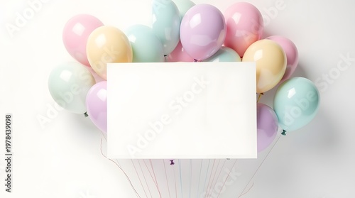 Colorful Pastel Balloons with Blank Space for Text Creating a Joyful Celebration Atmosphere