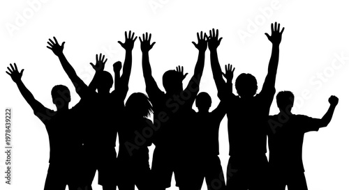 People Silhouettes Raising Their Hands.