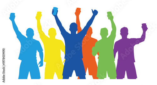 People Celebrating with Raised Hands.