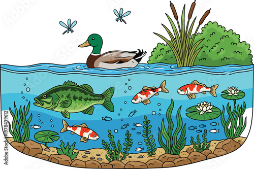 Grocery and pantry staple set with fresh eggs potato chips strawberry jam and garden vegetable crate