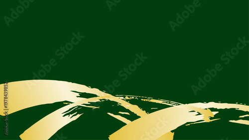緑背景に金色の筆ラインが映える和風高級デザイン素材

