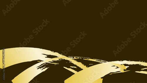 茶色背景に金色の筆ラインが映える和風高級デザイン素材

