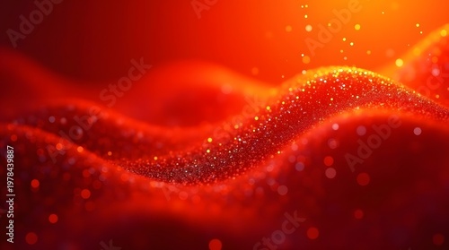Glittering Red Waves Creating a Soft Abstract Texture with a Warm Glow and Dreamy Atmosphere