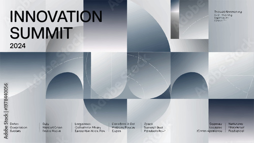 Innovation summit 2024 blue and white geometric shapes design