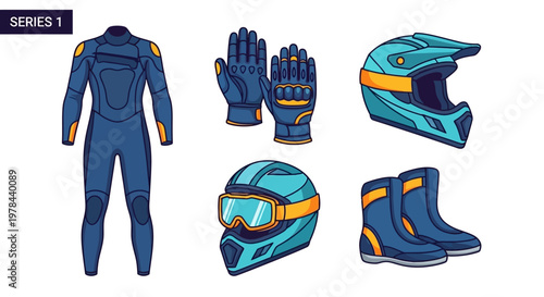 Professional Jet Ski Rider Gear Set with Wetsuit Helmet Gloves and Boots