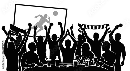 People cheering with raised arms celebrating.