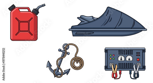 Jet Ski Maintenance and Safety Equipment Set with Fuel Can Anchor and Cover
