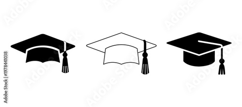 graduation tassel outline design set