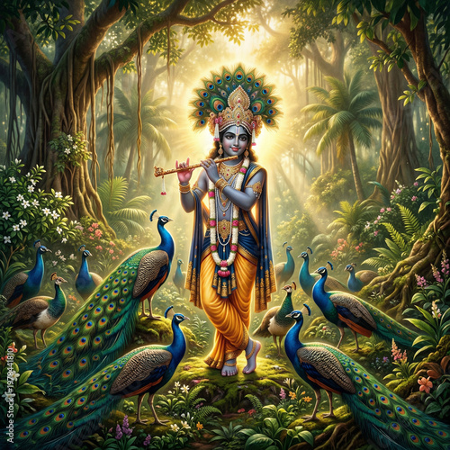 Lord Krishna Standing with ...