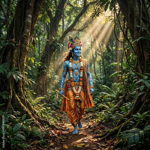 Lord Krishna Walking Gracef...