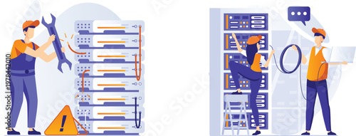 Construction worker supervising a complex industrial piping system installation