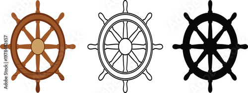 Educational maritime ship illustration with ship captain and diverse children on deck