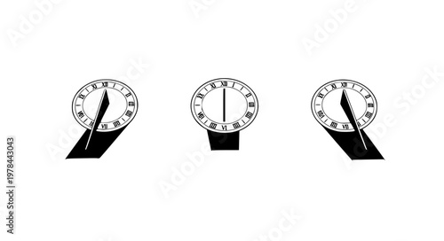 Sundial Shadow Time Vector Showing Morning Noon and Evening