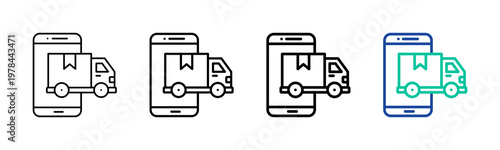 Mobile Delivery Icon Collection Different Style Outline