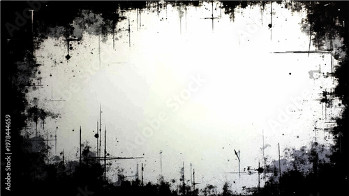 Vector Grunge Texture Frame with Dramatic Effect, Grungy Border for Artistic Expression and Edgy Aesthetic, Abstract Design Element for Creative Projects and Dark Visuals