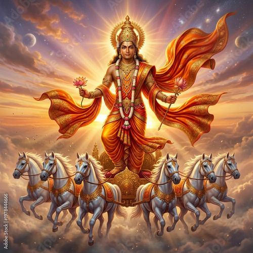 Lord Surya standing in his ...