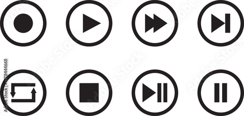 Black Video Audio Play Button Icon Sign and Symbol.