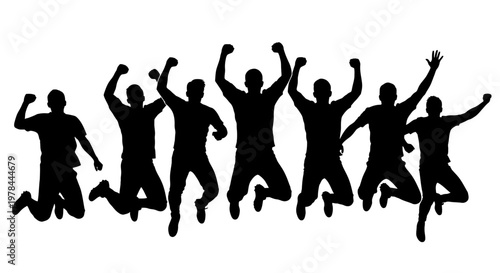 People jumping in joyful happy motion.