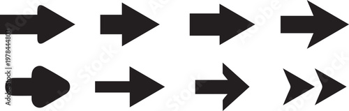 Vector Arrow in Black Color, Arrow Direction Sign and Symbol, Business Arrow Set Design For Web UI UX and Digital, Printable Product Design. 
