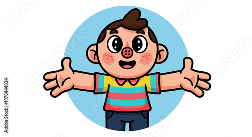 A smiling cartoon businessman with glasses and hair gives a thumb up in this funny vector illustration of a nerdy comic character